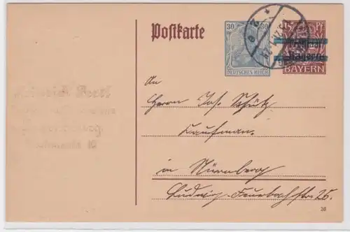 97535 DR Ganzsachen Postkarte P133II Heinrich Bertl Regensburg nach Nürnberg