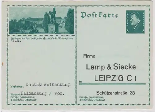 97627 DR Ganzsachen Postkarte P191/9 Zudruck Lemp & Siecke Leipzig