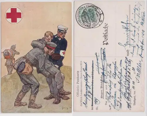 97653 DR Ganzsachen Postkarte P102 Württ.Landesverein vom roten Kreuz 1914