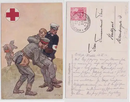 97655 DR Carte postale complète P103 Württ.Landesverein der Rouger Kreuz 1914