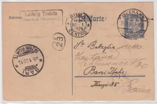 97656 Carte postale P157 Ludwig Trebitz Meerane vers Bari via Rome 1925
