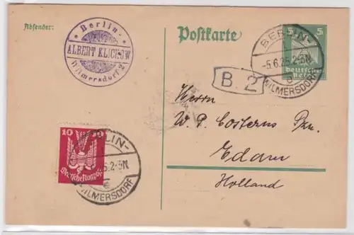 97660 Ganzsachen Postkarte P156 Albert Klickow Berlin-Wilmersdorf nach Edam 1925