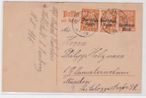 97673 DR Ganzsachen Postkarte P126A P.Holzmann Bauunternehmen München 1920