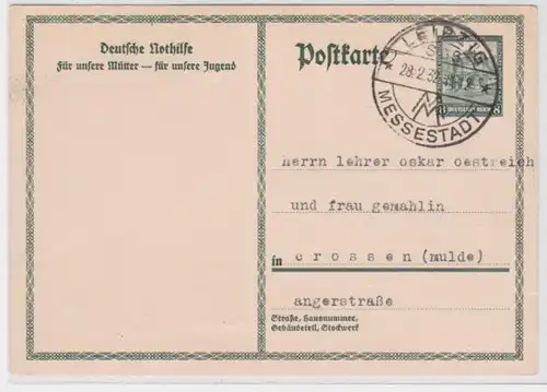 97686 DR Ganzsachen Postkarte P212I Deutsche Nothilfe Leipzig nach Dresden 1932