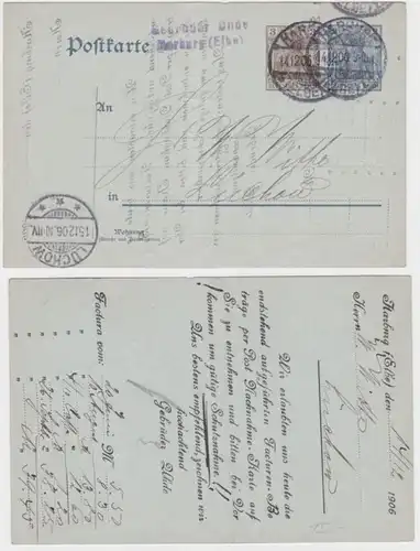 97721 DR Ganzsachen Postkarte P70 Zudruck Bestellung Gebrüder Uhde Harburg 1906