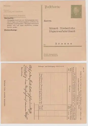 97763 DR Ganzsachen Postkarte P199 Zudruck E. Diederichs Zigarrenfabrik Bremen