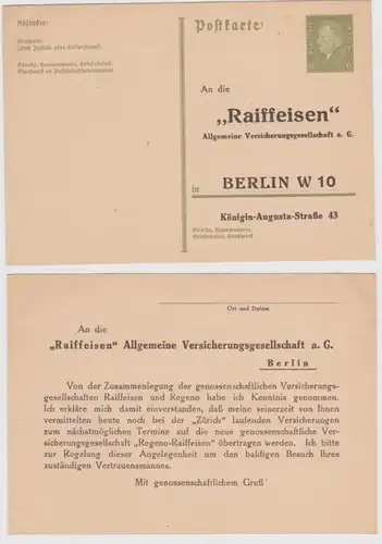 97764 DR Ganzsachen Postkarte P199 Zudruck Raiffeisen Versicherungsges. Berlin