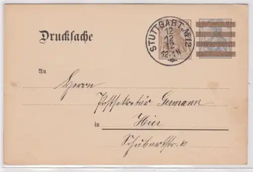 97783 DR Ganzsachen Postkarte DRP3 Stadtpost Stuttgart 1912