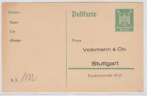 97862 DR Ganzsachen Postkarte P156 Zudruck Volkmann & Co. Stuttgart