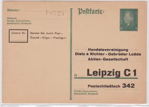 97867 Ganzsachen Postkarte P181 Zudruck Dietz & Richter Gebr. Lodde AG Leipzig