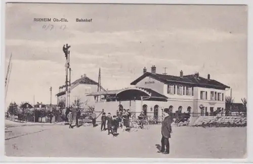 97872 Ak Rixheim Ob.-Els. Frankreich - Partie am Bahnhof um 1917