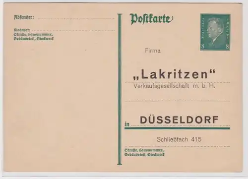 97877 Ganzsachen Postkarte P181 Zudruck 'Lakritzen' Verkaufsgesell. Düsseldorf