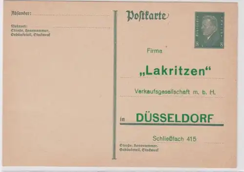 97878 Ganzsachen Postkarte P181 Zudruck 'Lakritzen' Verkaufsgesell. Düsseldorf
