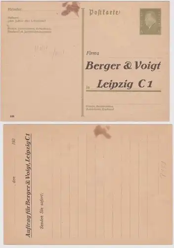 97886 DR Ganzsachen Postkarte P199 Zudruck Auftrag Berger & Voigt Leipzig