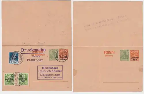 97916 DR Ganzsachen Postkarte PZD42 Flugpost Augsburg 1922