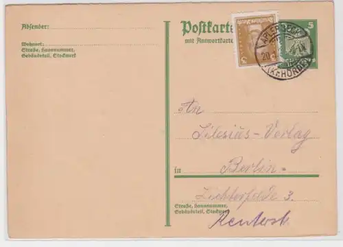 97935 DR Ganzsachen Postkarte P166F Silesius Verlag Berlin 1928
