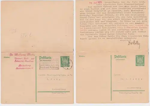 97936 DR Ganzsachen Postkarte P163 Dr. Wolfgang Mathy Lehrmittel Heidelberg 1928