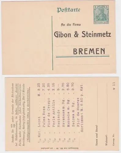 97959 DR Ganzsachen Postkarte P90 Zudruck Firma Gibon & Steinmetz Bremen