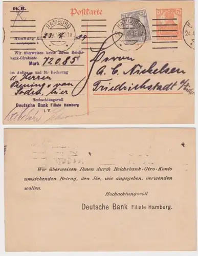 97962 DR Ganzsachen Postkarte P110 Deutsche Bank Filiale Hamburg 1919