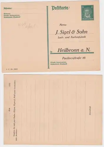 97988 DR Ganzsachen Postkarte P176 Zudruck J.Sigel & Sohn Farbenfabrik Heilbronn
