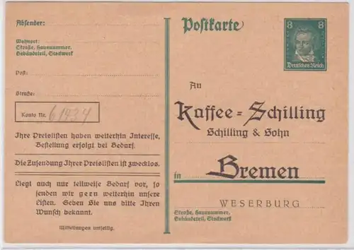 97992 DR Carte postale complète P176 Impression Café-Schilling & Fils Brême