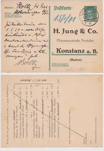 97997 DR Ganzsachen Postkarte P176 Zudruck H.Jung & Co. Pharma Produkte Konstanz