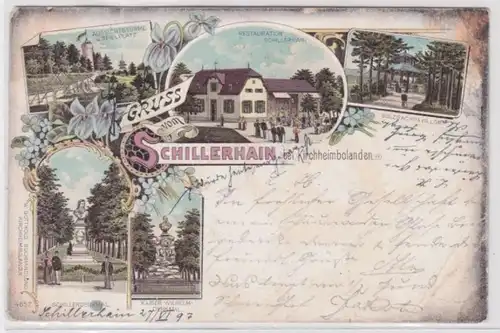 98017 Ak Litho Salutation du Schillerhain près de Kirchheimbolanden Restauration 1897