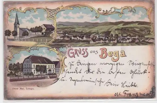 9801 Ak Lithographie Salutation de Bega Eglise, magasin F.A.Haase 1904