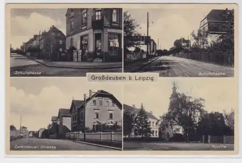 98156 Mehrbild Ak Großdeuben b. Leipzig Schulstraße, Kirche, Zwenkauer Str. 1956