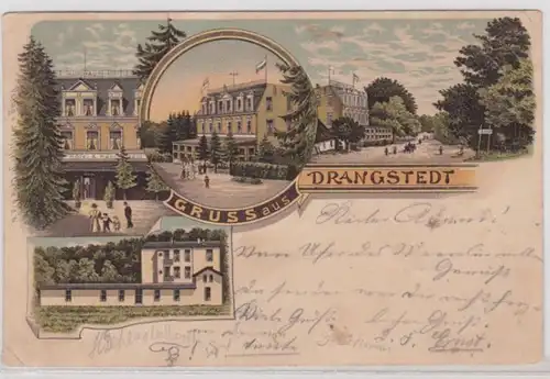 98252 Ak Lithographie Salutation de Drangstedt Hotel & Restaurant 1898