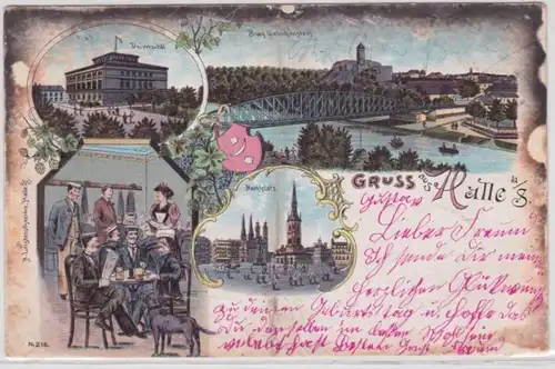 98262 Studentika Ak Lithographie Gruß aus Halle an der Saale 1899