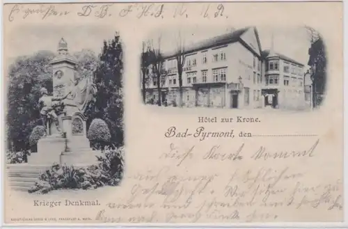 98379 Multi-image Ak Bad Pyrmont Hotel zum Krone Kriegerenkolden Monument 1910