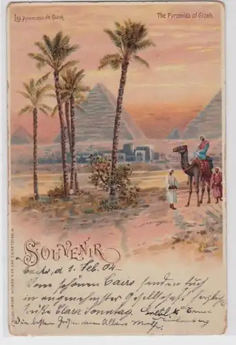 98448 Ak Souvenir - Les pyramides de Gizeh en Egypte 1904
