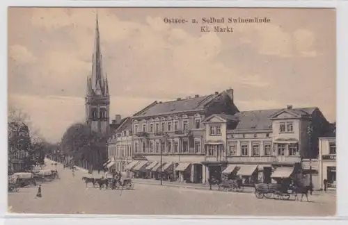98876 Ak Mer Baltique et Solbad Swinemünde petit marché vers 1910