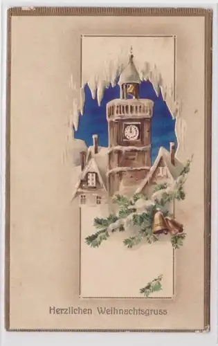 98923 Ak de Noël: cloches et clochers de l'église vers 1915
