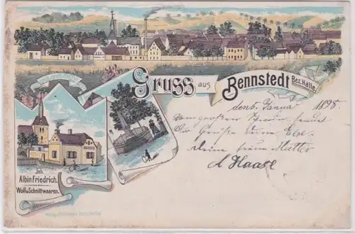 99010 Ak Lithographie Gruß aus Bennstedt Bezirk Halle 1898