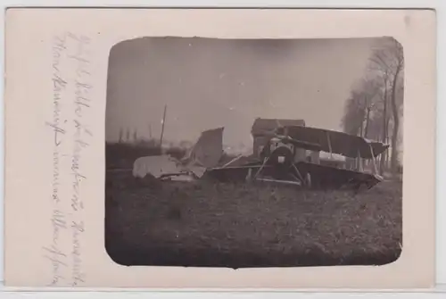 99017 Photo Ak avion écrasé 1916