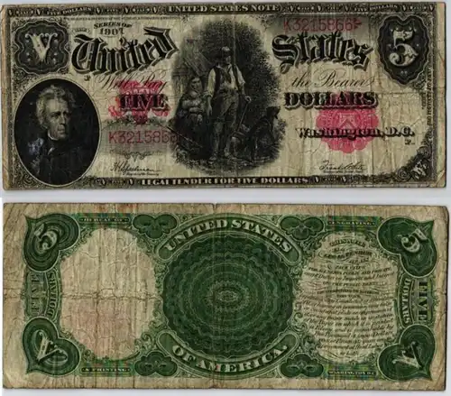 5 dollars Legal Tender Billet USA Andrew Jackson Serie 1907 (133289)
