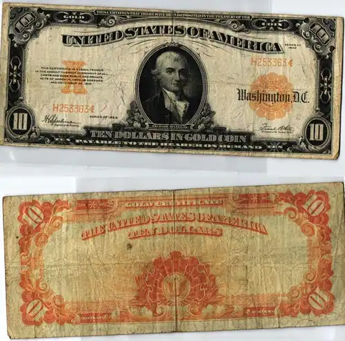 10 Dollar Gold Coin Banknote USA 1922 (124071)