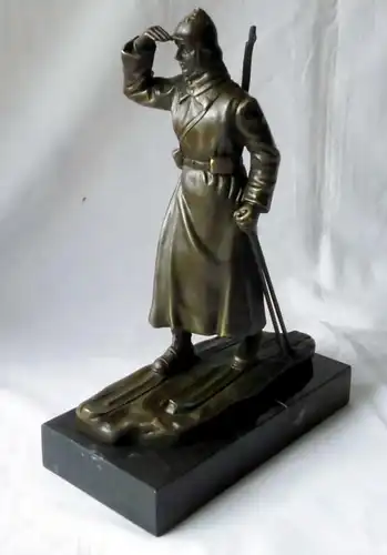 seltene Bronze Plastik Marmorsockel Russland Skijäger Rotarmist 1932 (119271)