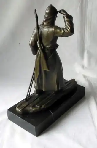 seltene Bronze Plastik Marmorsockel Russland Skijäger Rotarmist 1932 (119271)