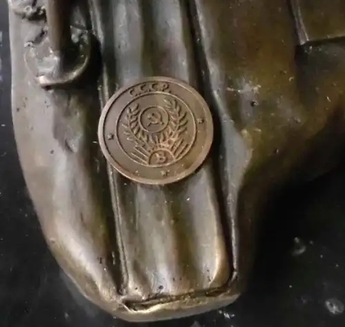 seltene Bronze Plastik Marmorsockel Russland Skijäger Rotarmist 1932 (119271)