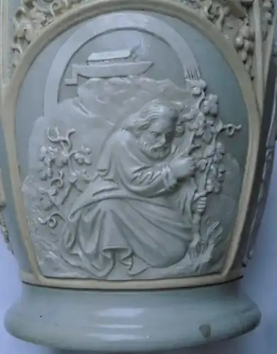 alter Keramik Krug Wein-Weib-Gesang mit Deckel Villeroy & Boch Mettlach um 1920