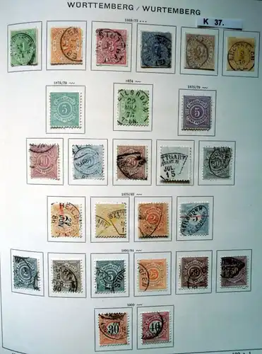 belle collection de timbres de haute qualité Wurtemberg 1851 à 1920