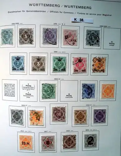 belle collection de timbres de haute qualité Wurtemberg 1851 à 1920