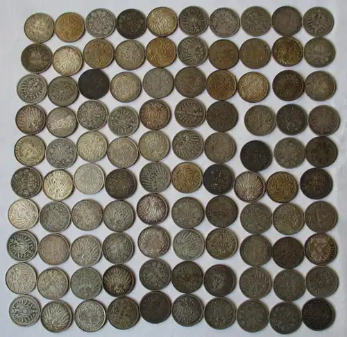 seltene Sammlung 100 Silbermünzen 1 Mark Deutsches Reich Kaiserreich (140463)
