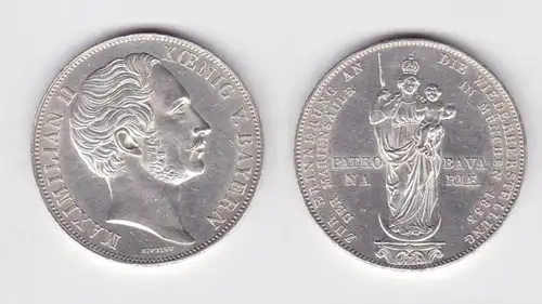 1 Doppelgulden Silber Münze Bayern Maximilian II. Mariensäule 1855 (129849)