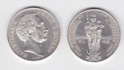 1 double godet d'argent pièce Bayern Maximilian II. Marienkoll 1855 (129849)