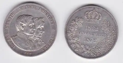 Double pièce d'argent en argent Saxe mariage d 'or 1872 (141762)