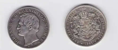 Monnaie double-talale Saxe Roi Jean 1861 B (119148)